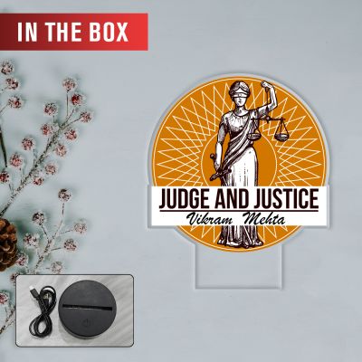 Personalized Judge and Justice LED Lamp with Warm White Light Gift for Judge Men & Women Home & Judge Office Desk Decor Light